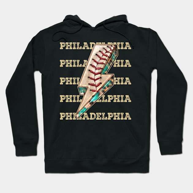 Aesthetic Design Philadelphia Gifts Vintage Styles Baseball Hoodie by QuickMart